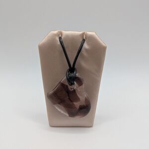 Hand Crafted Large Dusty Rose Valentine Heart Fused Glass Necklace.